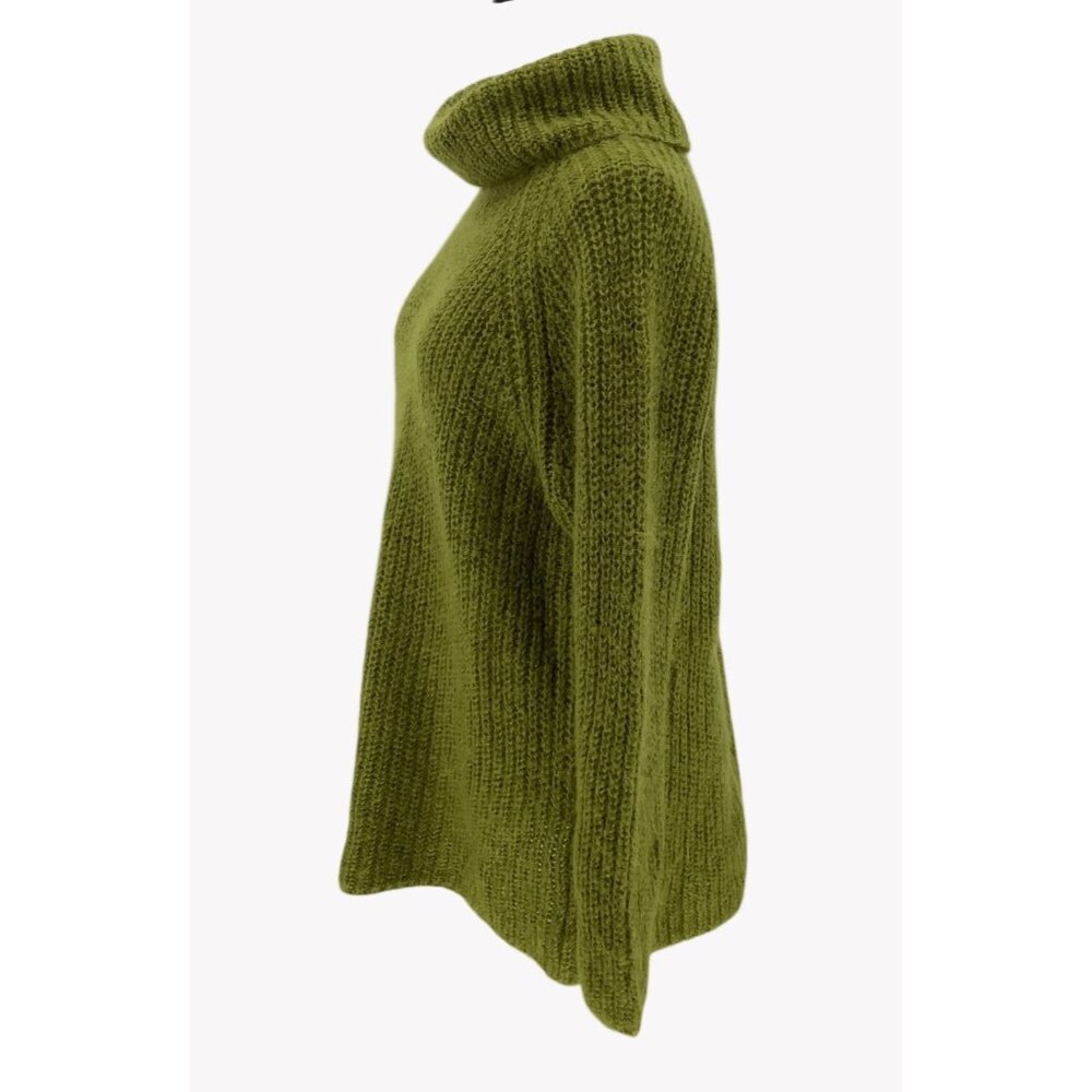 Vintage Olive Green Mohair Sweater Womens L Turtleneck Kurt Cobain MOD - Picture 4 of 6